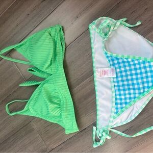 Green Striped Bikini Set